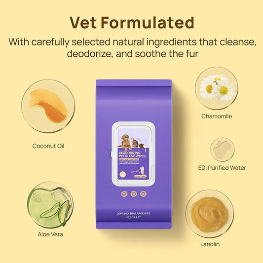 Wear-and-Wipe Gloves — Clean your pet in seconds. Stress-free. Water-free. Mess-free.